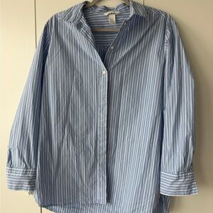 H&M Light Blue and White Striped Button Down Shirt